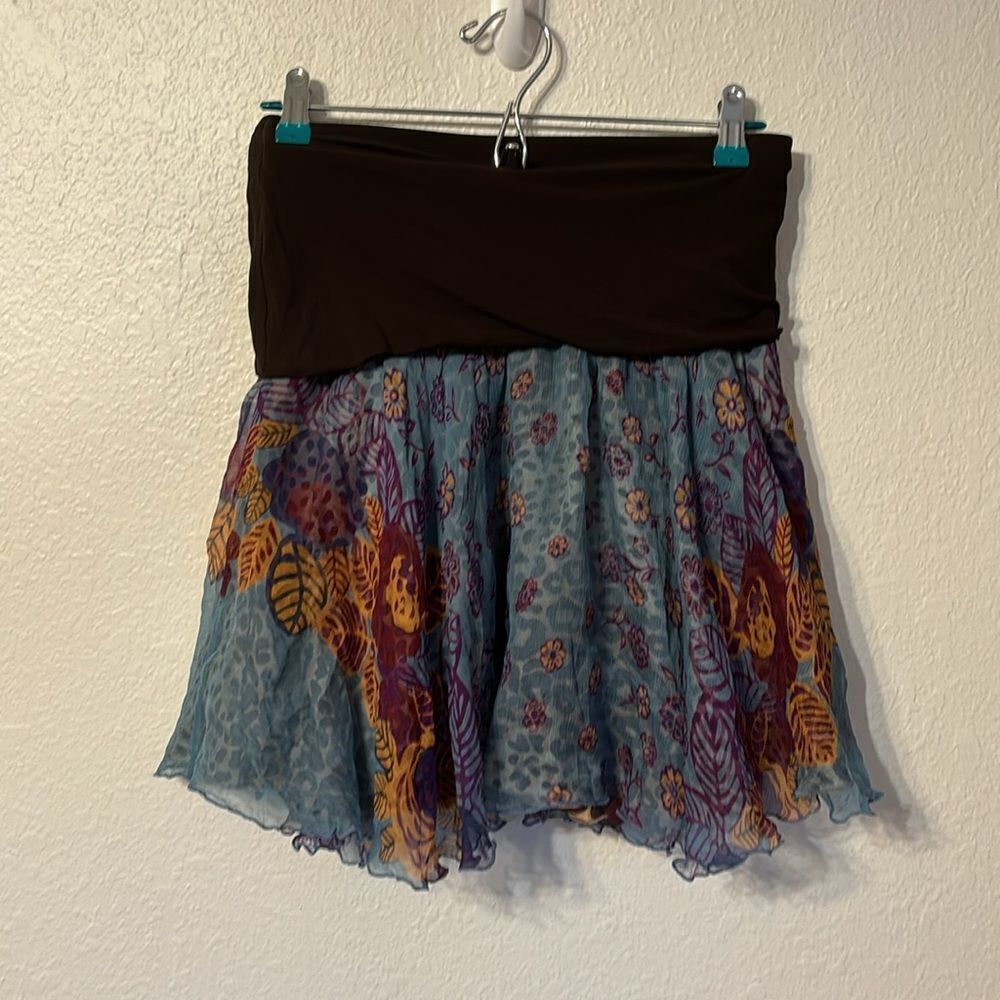 Samantha Treacy Y2K 100% Silk Boho Fold Over Waist Mini Skirt Size 4 - Picture 7 of 7